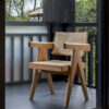 Home Solid Wood Vintage Rattan Dining Chair - Image 5