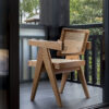 Home Solid Wood Vintage Rattan Dining Chair - Image 2
