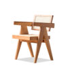 Home Solid Wood Vintage Rattan Dining Chair - Image 4